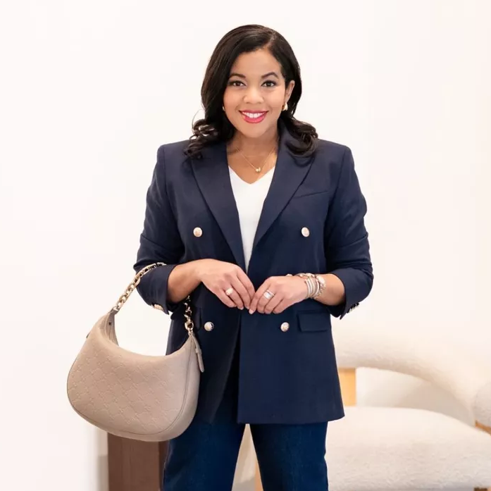 Ann Taylor Double Breasted Blazer in Textured Crepe