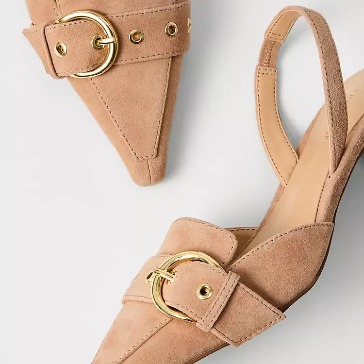 Ann Taylor Suede Buckle Slingback Pump