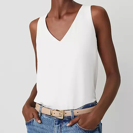 Ann Taylor Mixed Media V-Neck Shell